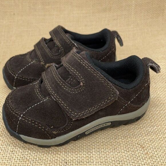 Boys Merrell Shoes Toddler Sz 5 Jungle Strap Hook and Loop Junior Espresso Brown - Picture 3 of 9